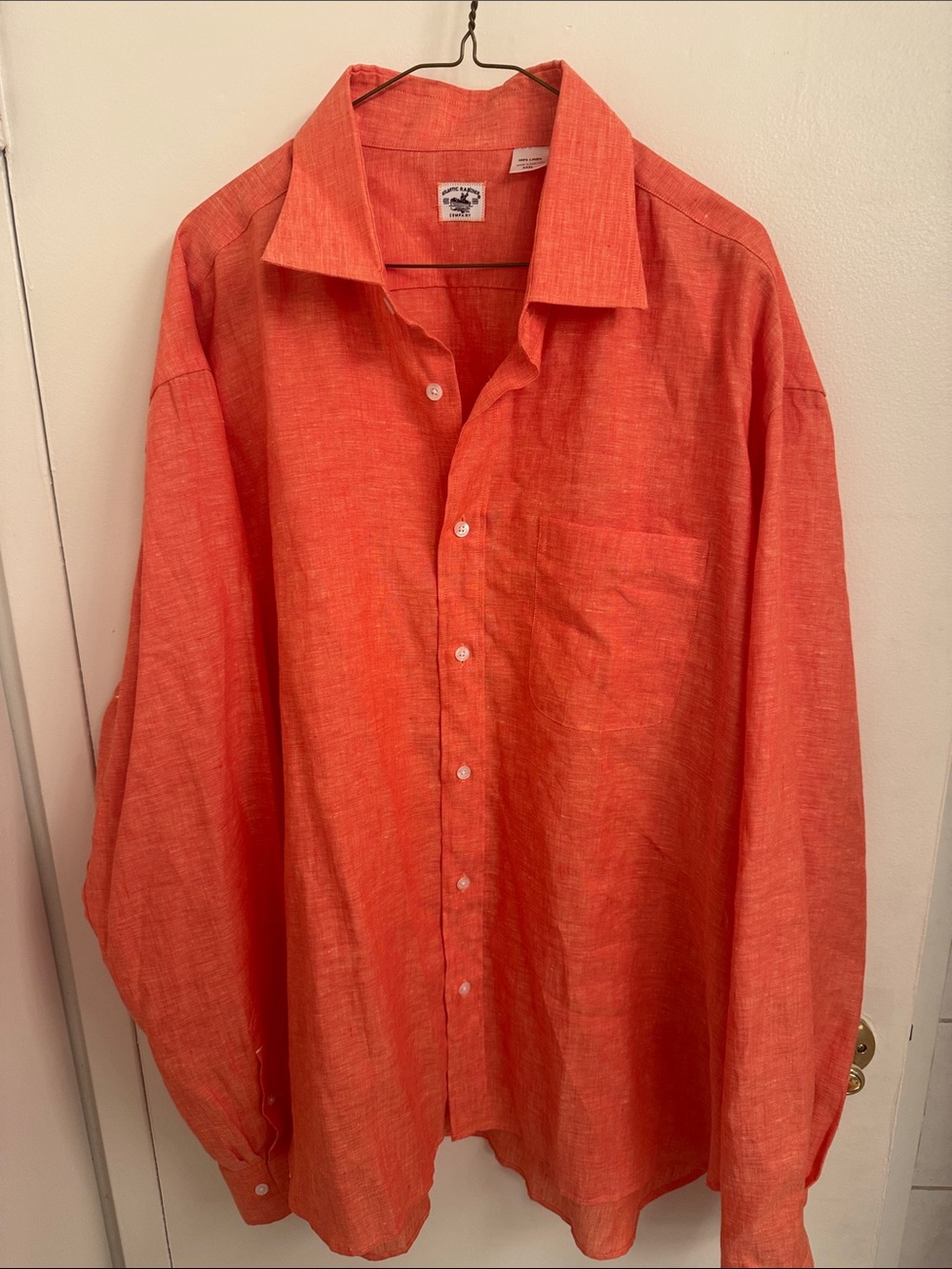 Atlantic Rancher Vintage Orange Linen Button-Up Shirt - Unknown Brand